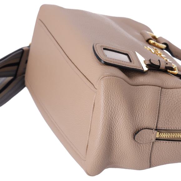 PRADA Vitello Phenix Bauletto Handbag 1BB086 Taupe Pebbled Leather - Picture 8 of 9